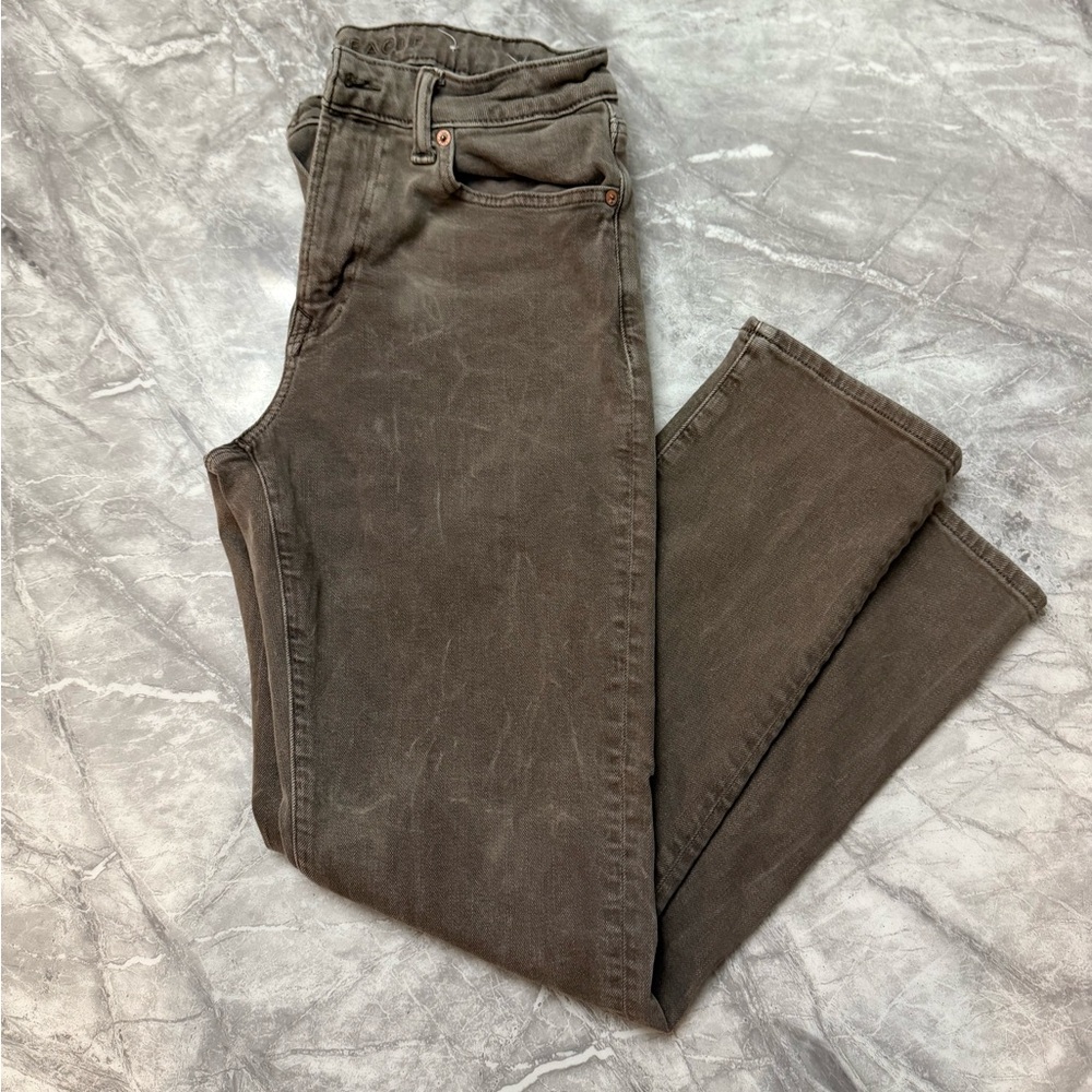 American Eagle Outfitters Men's Dark Brown Slim Straight Jeans 32x32